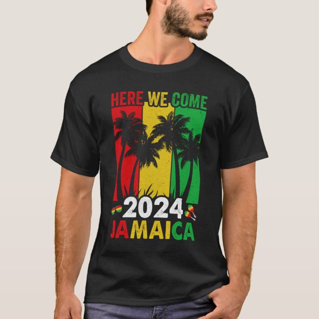 Camiseta Jamaica 2024 Aquí Venimos de vacaciones familiares (Anverso)