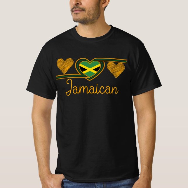 Camiseta Jamaica Ama La Bandera Jamaiquina De Tres Corazone (Anverso)