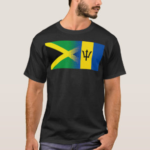 Camiseta Jamaica Barbados Bandera mitad Jamaica mitad Barba