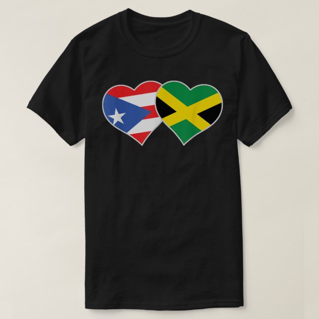 Camiseta Jamaica: Corazón puertorriqueño ama la bandera de  (Diseño del anverso)