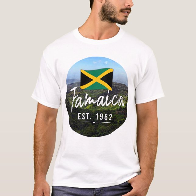 Camiseta "Jamaica Est. 1962" Blue Mountains With Flag (Anverso)