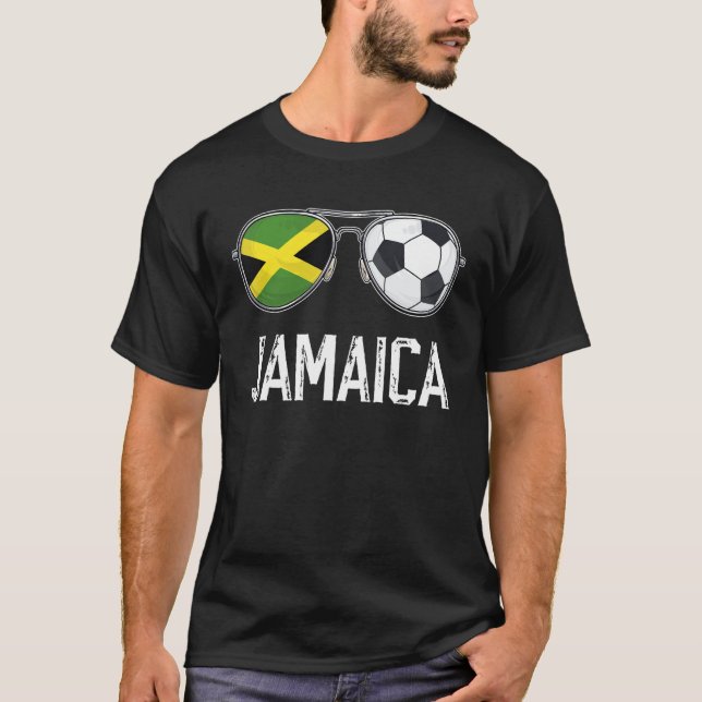 Camiseta Jamaica Flag & Football Sunglass Jamaican Fan (Anverso)