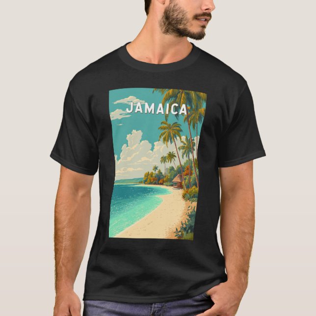 Camiseta Jamaica Illustration Travel Art Vintage (Anverso)