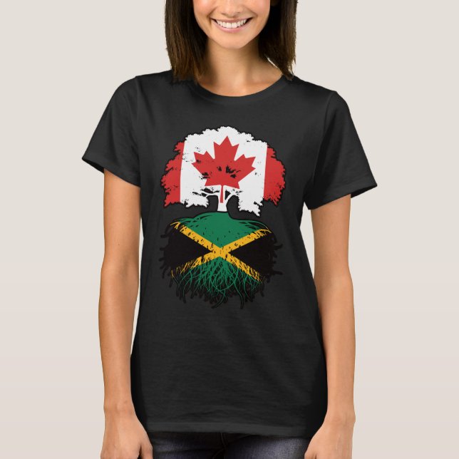 Camiseta Jamaica Jamaican Bandera de raíces de árbol canadi (Anverso)