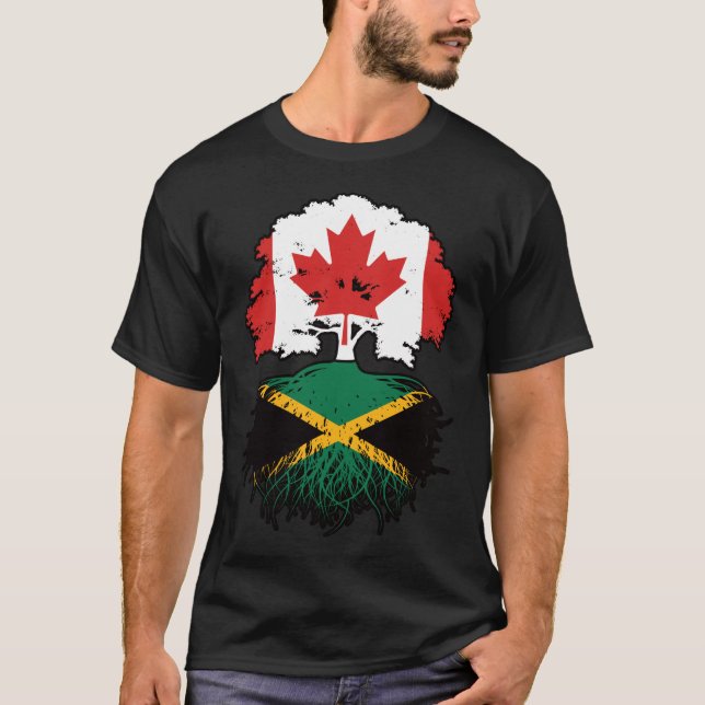 Camiseta Jamaica Jamaican Bandera de raíces de árbol canadi (Anverso)