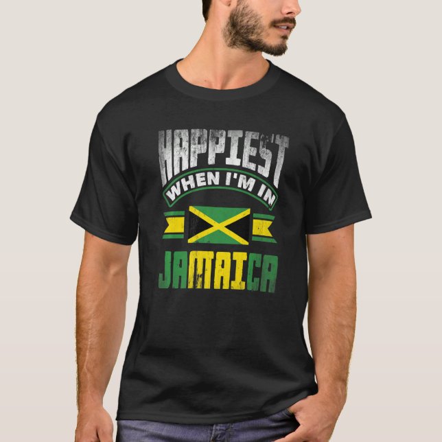 Camiseta Jamaica Jamaican Jamaica Flag Happiest When Im in  (Anverso)