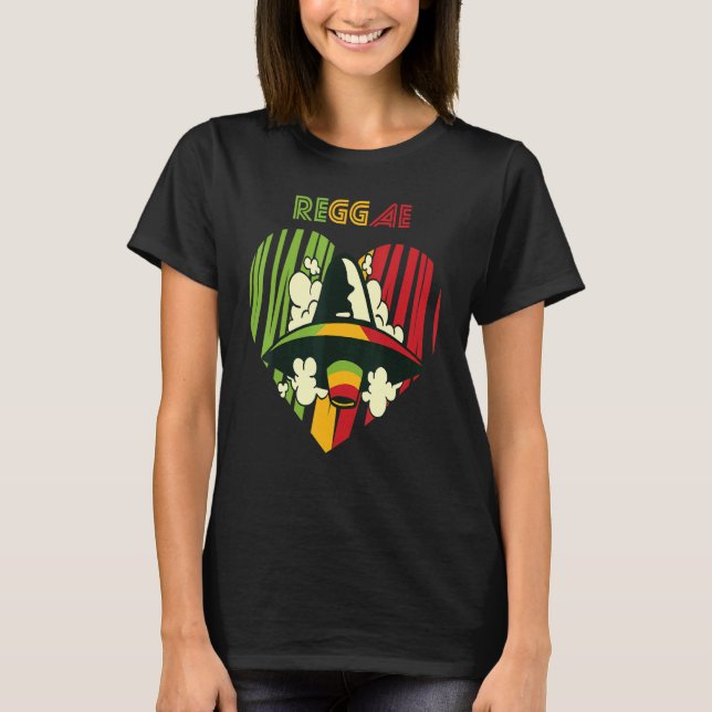 Camiseta Jamaica OVNI Reggae Heart Rasta Souvenir Rastafari (Anverso)