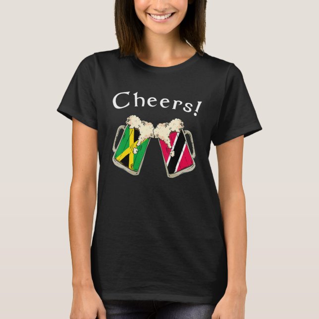 Camiseta Jamaica Trinidad & Tobago Flag Cheers Beer Grown P (Anverso)
