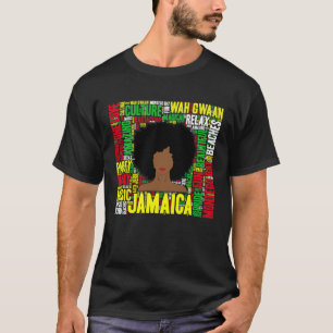 Camiseta Jamaica Vacuna el arte de palabras de la mujer afr
