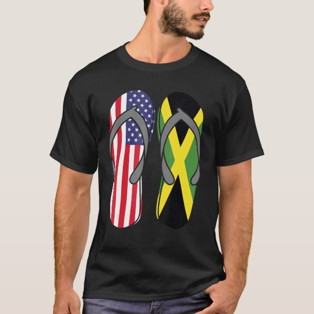 Camiseta Jamaican American Flag Sandals USA Jamaica Root Pr (Anverso)