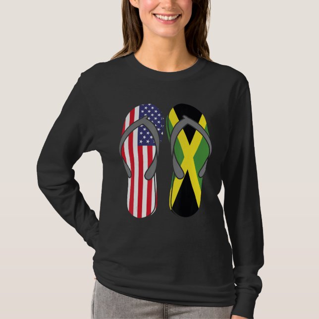 Camiseta Jamaican American Flag Sandals USA Jamaica Root Pr (Anverso)