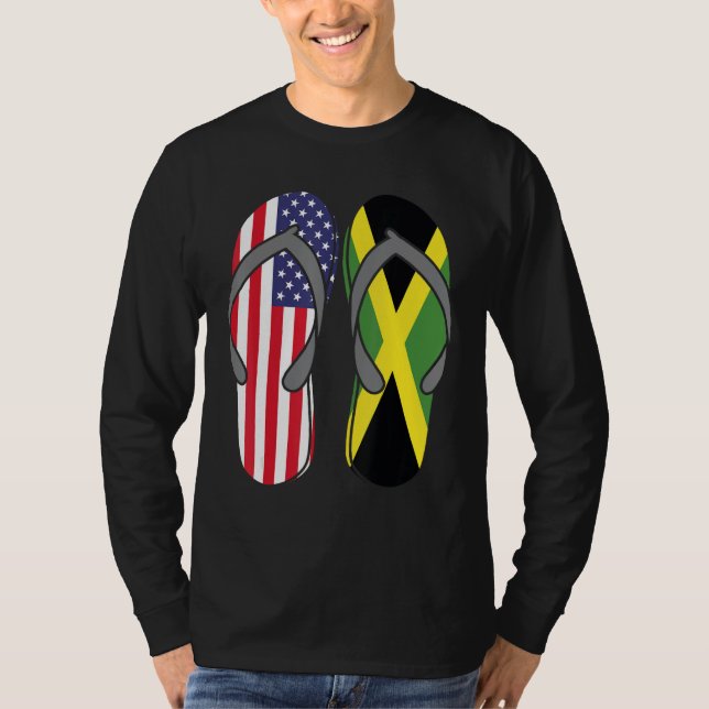 Camiseta Jamaican American Flag Sandals USA Jamaica Root Pr (Anverso)