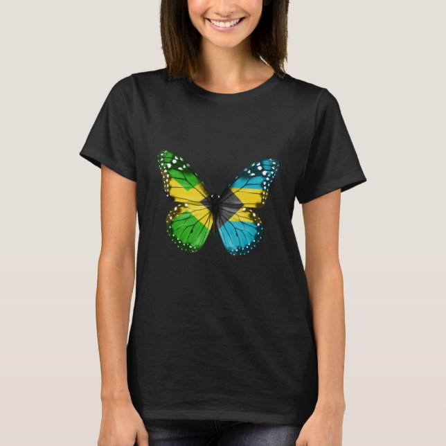 Camiseta Jamaican Bahamian Flag Butterfly (Anverso)