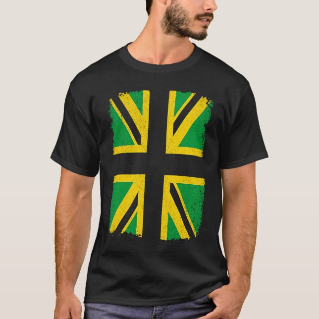 Camiseta Jamaican flag colours on British Union Jack  Jamai (Anverso)