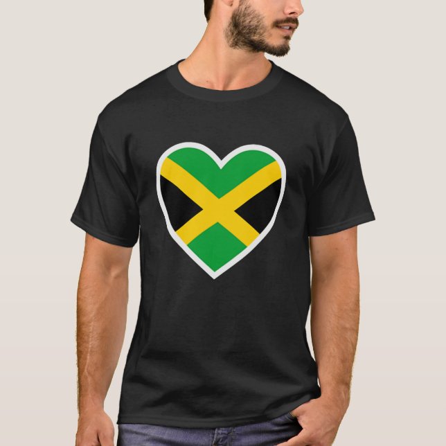 Camiseta Jamaican Flag Heart Love Jamaica  Women Men Kids (Anverso)