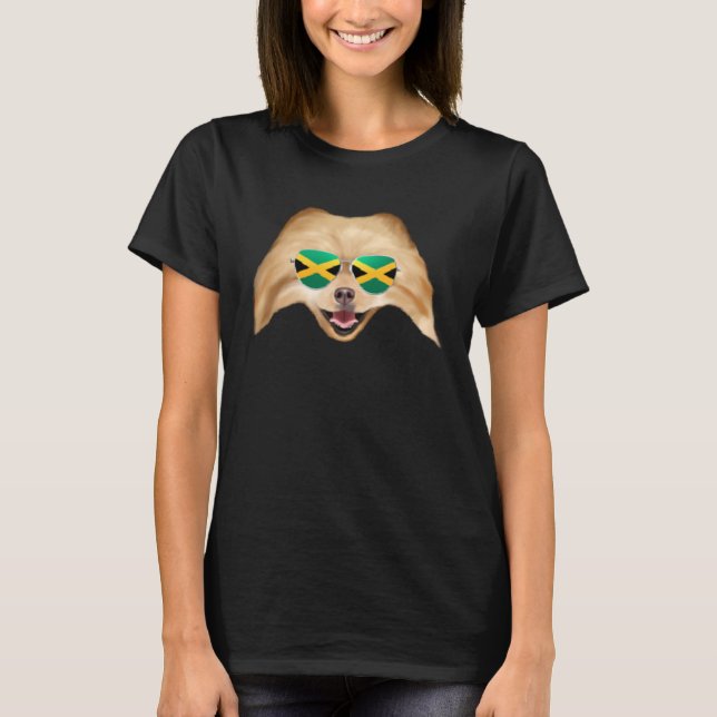 Camiseta Jamaican Flag Pomeranian Dog Jamaica Pocket (Anverso)