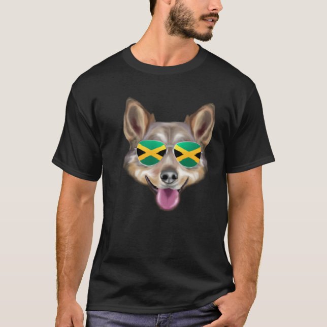 Camiseta Jamaican Flag Swedish Vallhund Dog Jamaica Pocket (Anverso)