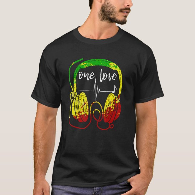 Camiseta Jamaican Headphones  Rasta Reggae Music (Anverso)