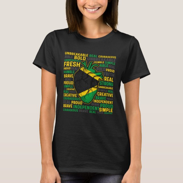 Camiseta Jamaican Heart Proud Jamaica Flag Heritage Strong  (Anverso)