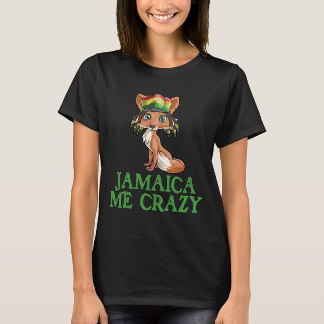 Camiseta Jamaican Me Crazy Flag Fox T Shirt Hair Funny Regg (Anverso)
