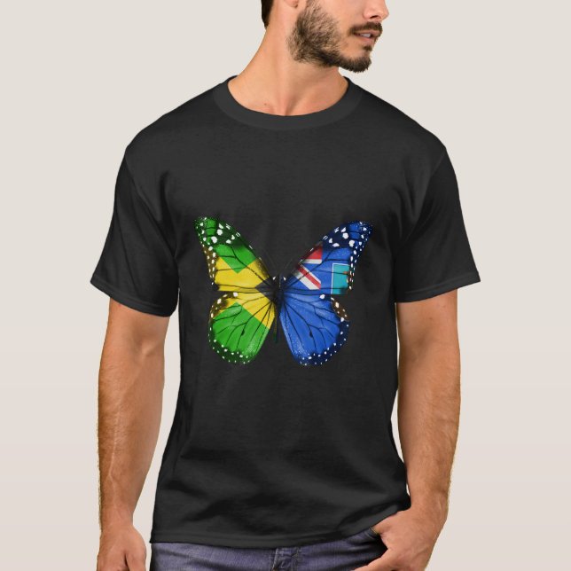 Camiseta Jamaican Montserratian Flag Butterfly (Anverso)
