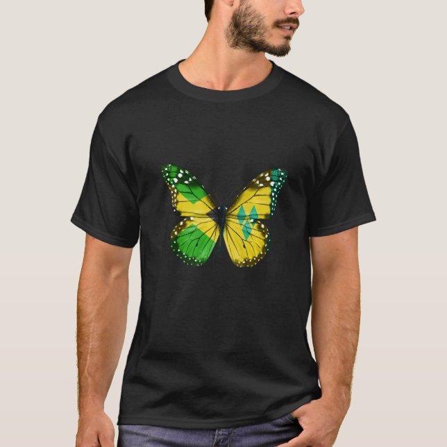 Camiseta Jamaican Saint Vincentian Flag Butterfly   (Anverso)