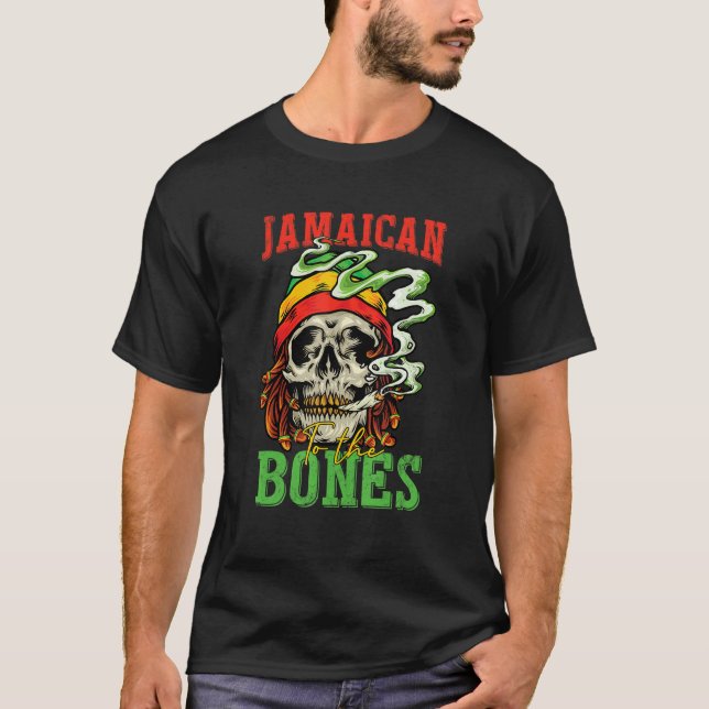 Camiseta Jamaican To The Bones Cool Skull For Man Woman (Anverso)