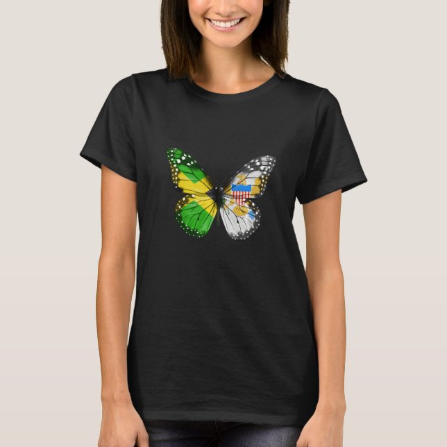 Camiseta Jamaican Virgin Islander Flag Butterfly   (Anverso)
