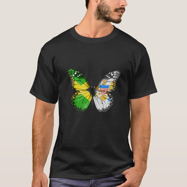 Camiseta Jamaican Virgin Islander Flag Butterfly   (Anverso)