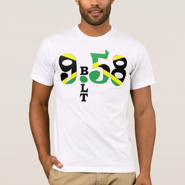 Camiseta jamaicana de la bandera del perno 9,58 WR (Anverso)