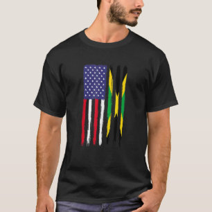 Camiseta Jamaicano con raíces mitad de bandera estadouniden