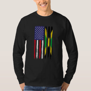 Camiseta Jamaicano con raíces mitad de bandera estadouniden