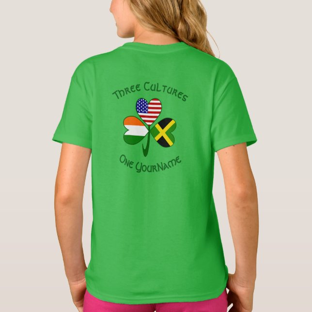 Camiseta Jamaicano irlandés USA Banderas Shamrock personali (Reverso)