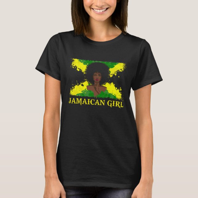 Camiseta jamaiquina de la mujer negra Jamaica Afro (Anverso)