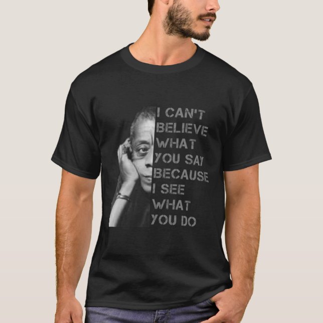 Camiseta James Baldwin no puedo creer lo que dices negro H (Anverso)