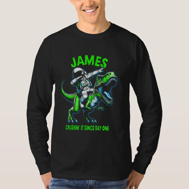 Camiseta James Crushin' It Since Day One Astronaut Dinosaur (Anverso)