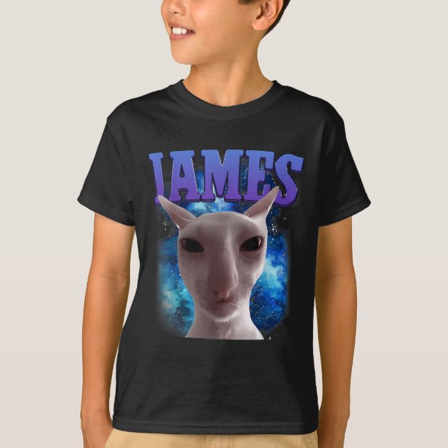 Camiseta James The Cat Meme Funny Silly Cats Brainrot Meme (Anverso)