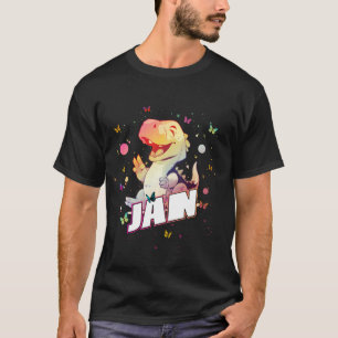 Camiseta JAN - Nombre de niño lindo con dinosaurio lindo