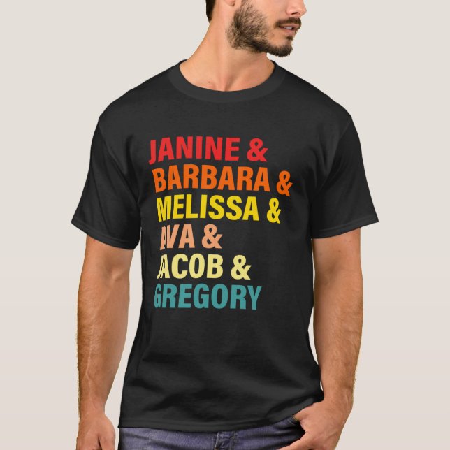 Camiseta Janine & Barbara & Melissa & Ava & Jacob & Gregory (Anverso)