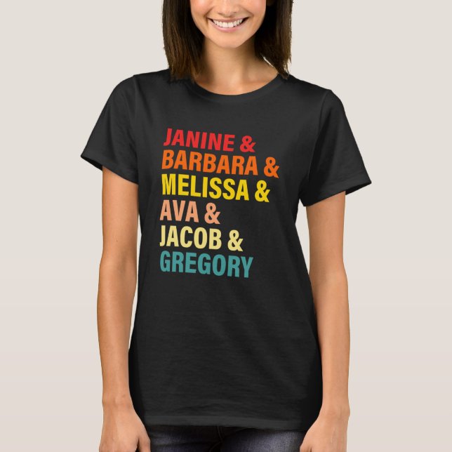 Camiseta Janine & Barbara & Melissa & Ava & Jacob & Gregory (Anverso)