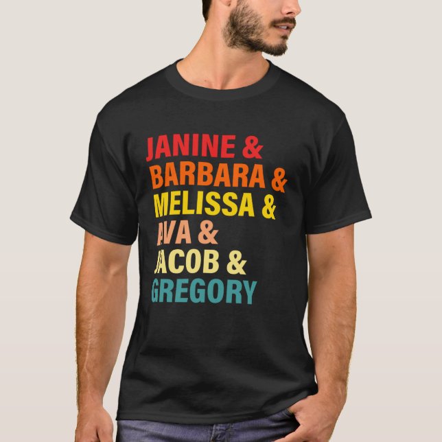 Camiseta Janine & Barbara & Melissa & Ava & Jacob & Gregory (Anverso)
