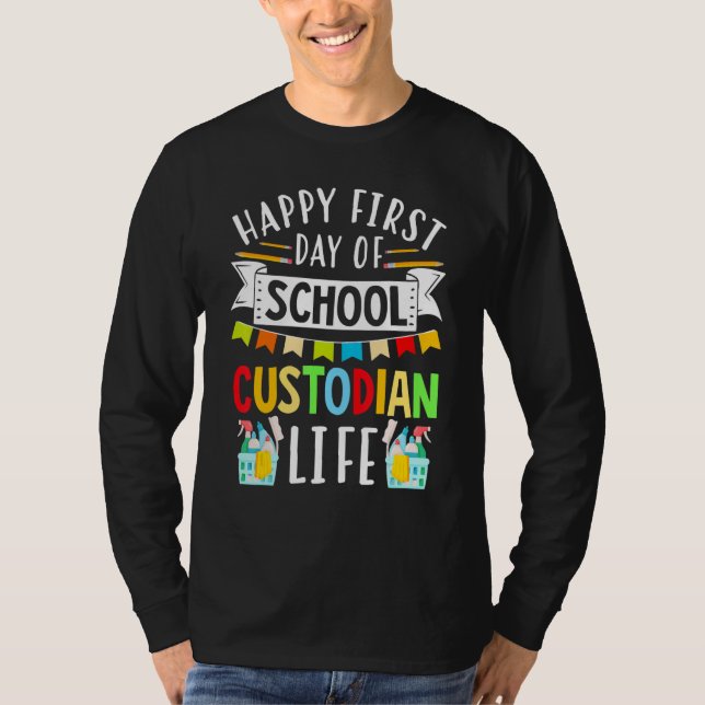 Camiseta Janitor Cleaner Happy First Day Of School Custodia (Anverso)