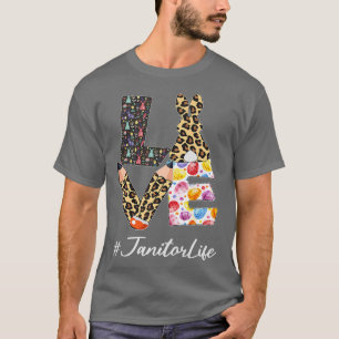 Camiseta Janitor Love Pencil Easter Day Bunny Leopards Wome