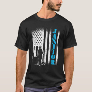 Camiseta Janitor Usa Flag Janitor Facility Manager Handyman