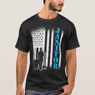 Camiseta Janitor Usa Flag Janitor Facility Manager Handyman