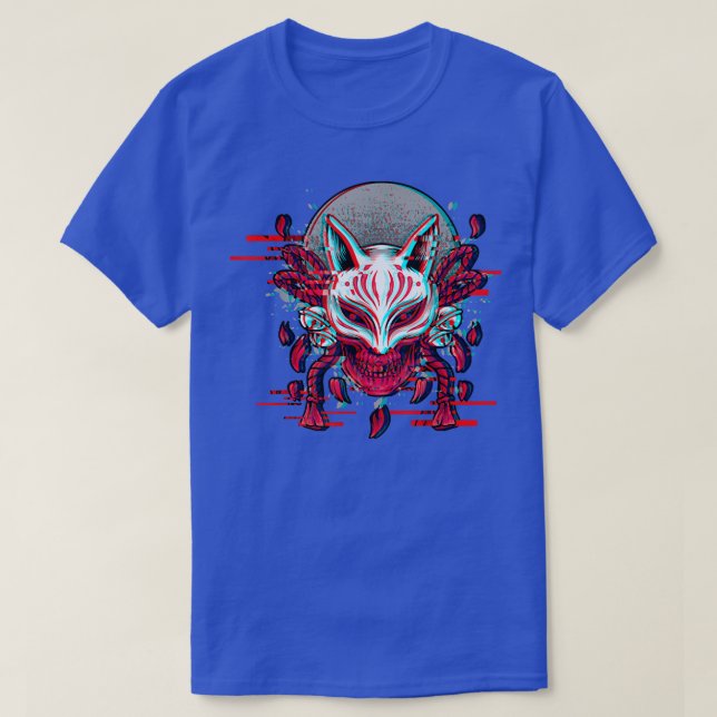 Camiseta Japan Anime Mask Kitsune Samurai Demon Oni Yandere (Diseño del anverso)