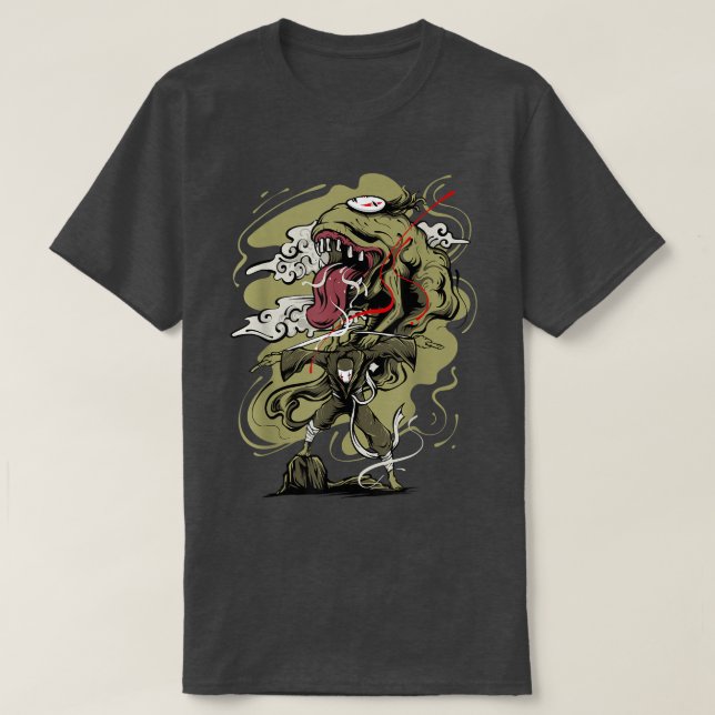 Camiseta Japan Anime Oni Mask Kitsune Samurai Demon Yandere (Diseño del anverso)
