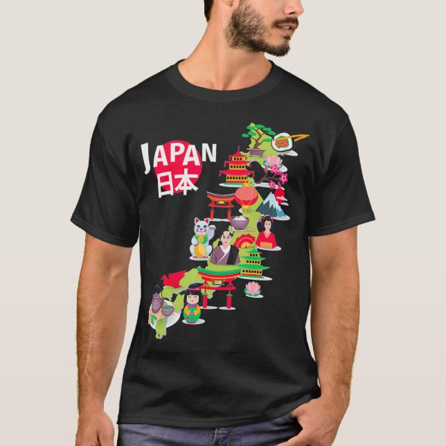 Camiseta Japan Flag Travel Map Gift Japanese Pride Tokyo (Anverso)