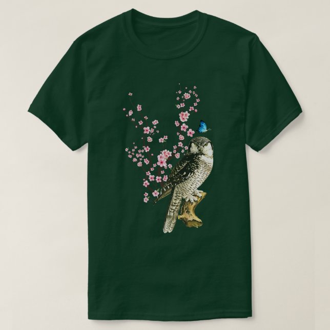 Camiseta Japan Sakura Cherry Blossom Owl Bird Japanese  (Diseño del anverso)
