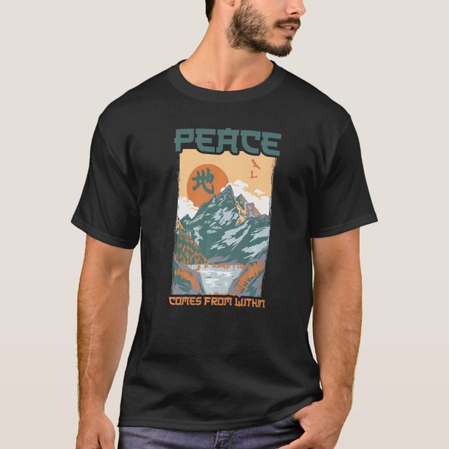 Camiseta Japanese Aesthetic  Peace Comes From Withing  Otak (Anverso)